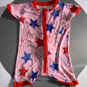 Little Sleepies Pink Stars & Stripes Short Romper